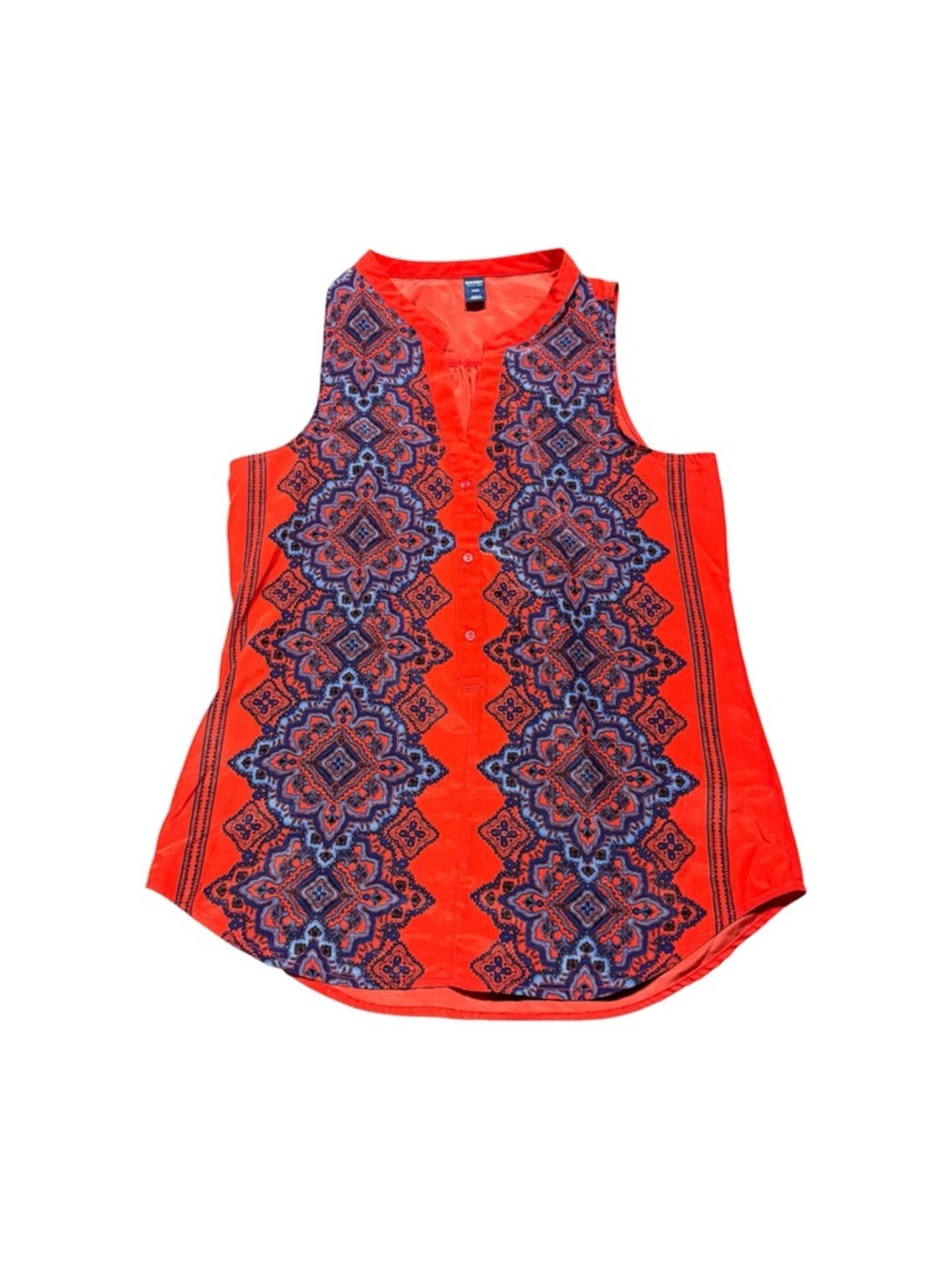 Old Navy Sleeveless Blouse S Red Blue Boho Print Lightweight Top